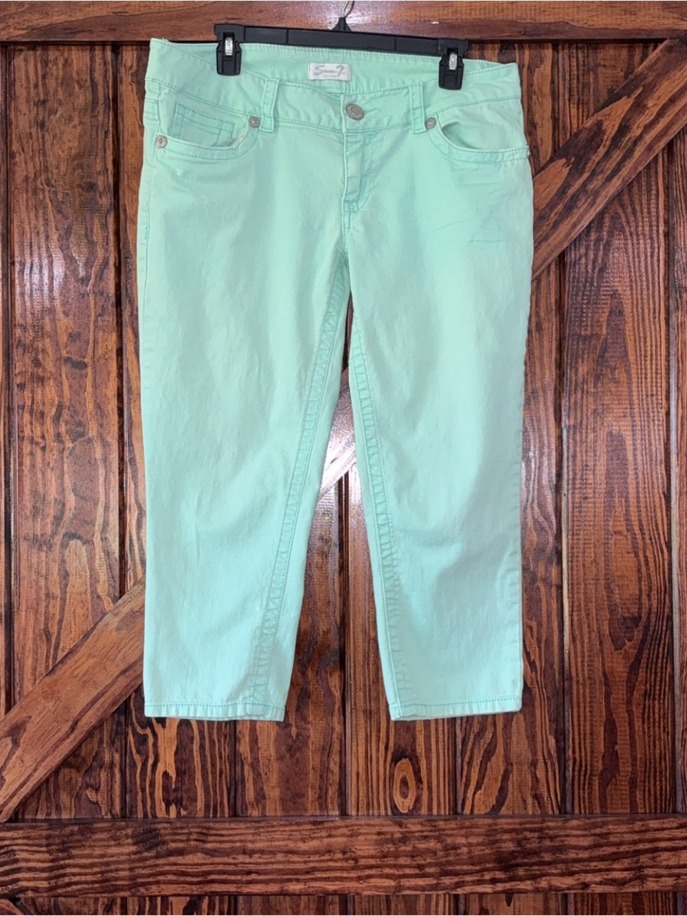 Women's Mint Green Seven Capri Jeans